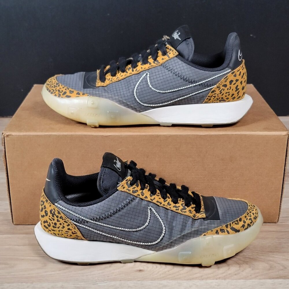 Nike Women's Gray Athletic Sneakers with Yellow Leopard Accents